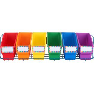 Durable Book And Binder Holders With Stabilizer Wing And Storage Rack  6 Colors by Really Good Stuff LLC