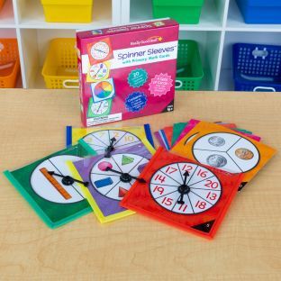 Spinner Sleeves With Primary Math Cards  4 sleeves 40 cards by Really Good Stuff LLC