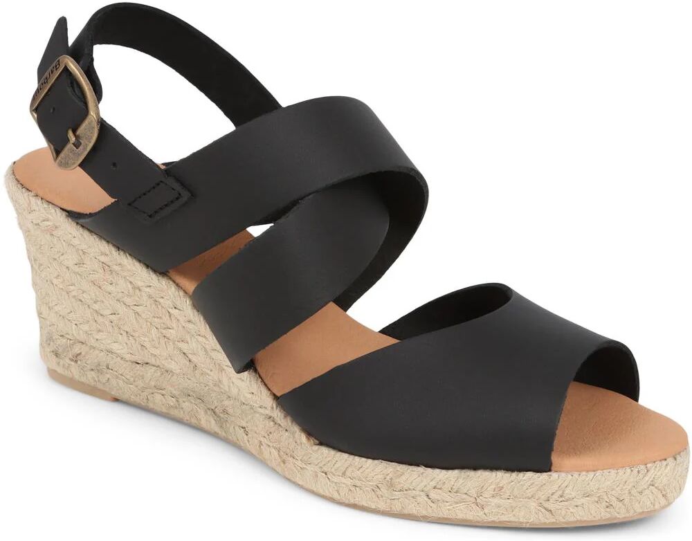 Barbour - Women's Black Yolanda Calf Leather Raffia Wedge Sandals - Size US: 7/ UK: 5/ EU: 38  - Black - Female - Size: US: 7/ UK: 5/ EU: 38