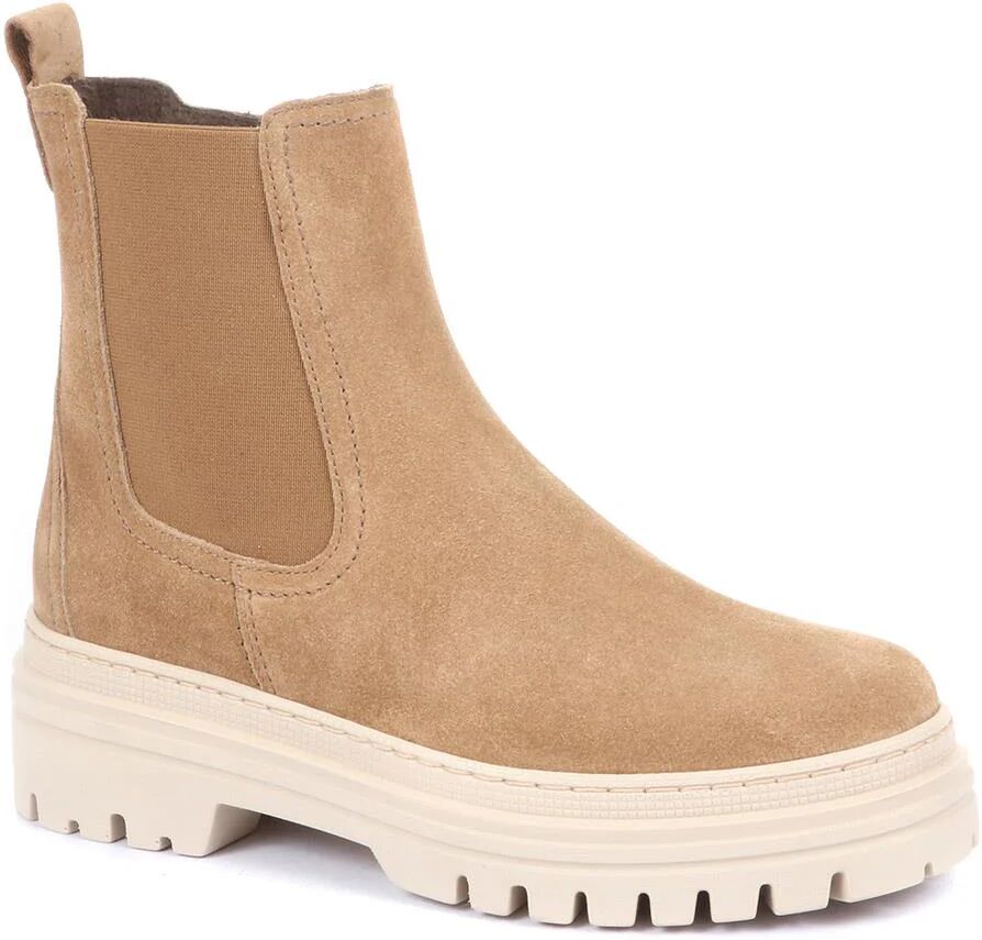 Gabor - Women's Tan Suede Chunky Chelsea Boots - Size US: 8/ UK: 6/ EU: 39  - Tan Suede - Female - Size: US: 8/ UK: 6/ EU: 39