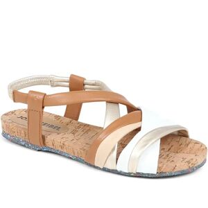 Josef Seibel - Women's Tan Multicolor Flat Leather Sandals - Size US: 6/ UK: 4/ EU: 37  - Tan Multi - Female - Size: US: 6/ UK: 4/ EU: 37