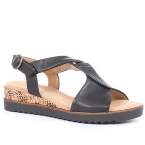 Gabor - Women's Black Rich Leather Twist-Front Sandals - Size US: 8.5/ UK: 6.5/ EU: 39.5  - Black - Female - Size: US: 8.5/ UK: 6.5/ EU: 39.5