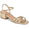 Jones Bootmaker - Women's Gold Hollie Heeled Leather Sandals  - Size US: 5/ UK: 3/ EU: 36  - Gold - Female - Size: US: 5/ UK: 3/ EU: 36