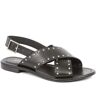 Jones Bootmaker - Women's Black Elda Cross Over Studded Sandals - Size US: 9/ UK: 7/ EU: 40  - Black - Female - Size: US: 9/ UK: 7/ EU: 40