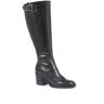 Jones Bootmaker: Tailor Made - Women's Black Cesena Wide Leather Knee Boots - Size US: 8/ UK: 6/ EU: 39  - Black - Female - Size: US: 8/ UK: 6/ EU: 39