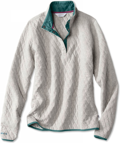 Orvis Outdoor Quilted Snap Sweatshirt Light Gray S