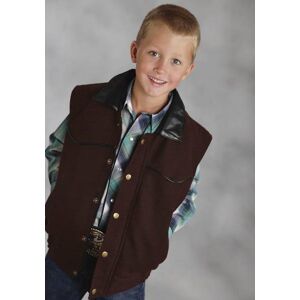 Roper Boys Faux Leather Accent Wool Vest - Brown - Brown - Large