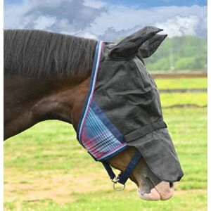 Kensington Uviator Catchmask 90% UV Fly Mask with Removable Nose & Soft Ears - Cotton Candy Plaid - X-Large