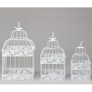 Decostar  Metal Square Hexagon White Wedding Birdcage Set of 3 - White