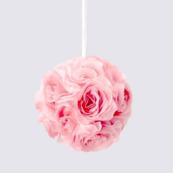Decostar  Rose Silk Flower Pomander Kissing Ball 6"  - 12 Pieces - Blush