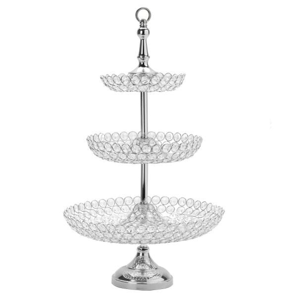 Decostar  Crystal 3 Tier Cake Stand 26" - Silver