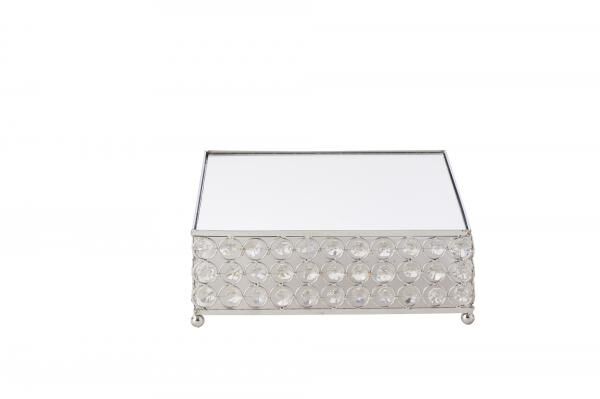 Event Decor Direct DECOSTAR  10in Square Crystal Cake Stand - Silver