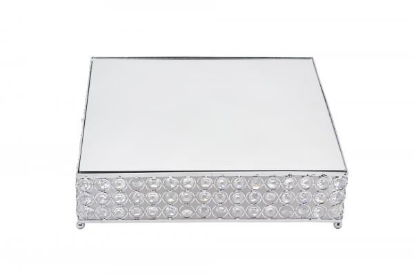 Event Decor Direct DECOSTAR  14in Square Crystal Cake Stand - Silver