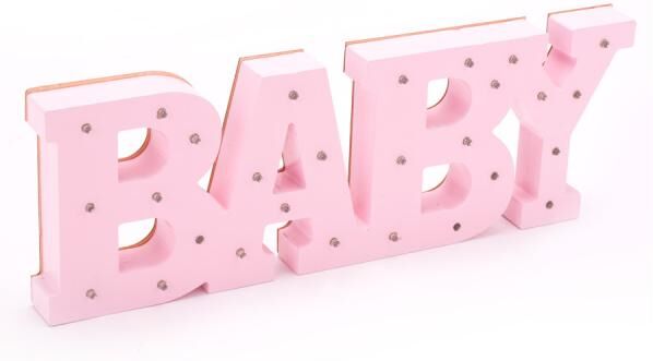 Decostar  Wooden LED Marquee "Baby" - Pink