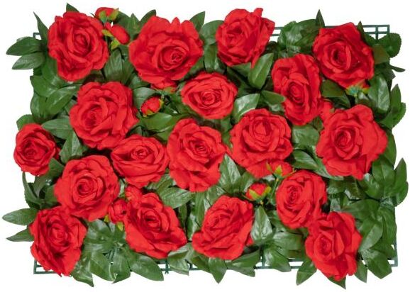 Event Decor Direct Artificial Rose and Green Leaf Flower Mat - Red