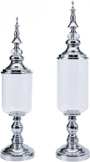 Event Decor Direct Clear Glass Olive Candy Jar With Lid 2pc/set - Silver