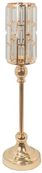 Event Decor Direct Metal Cylinder Candle Holder With Crystal 22" - Gold