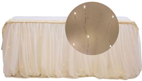 Event Decor Direct Fairy LED Wire Table Skirt Light - 13ft Long x 36" Tall - Multiple Settings - Warm White