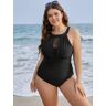 Bloomchic Halter Mesh Insert Knotted Back One Piece Swimsuit