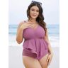 Bloomchic Solid Sculpt Waist Patchwork Ruffle Tiered One Piece Swimsuit