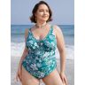 Bloomchic Floral Print Crisscross Sculpt Waist Ruched One Piece Swimsuit