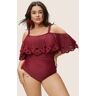 Bloomchic Laser Cut Ruched Cold Shoulder One Piece Swimsuit