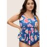 Bloomchic Floral Ruffle Hem Adjustable Straps One Piece Swimsuit