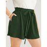 Bloomchic Plain Paperbag Waist Ruffle Trim Belt Shorts