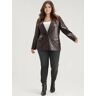 Bloomchic PU Leather Suit Collar Pocket Blazer