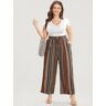 Bloomchic Striped Contrast Paperbag Waist Ties Up Pocket  Pants