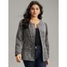 Bloomchic Tweed Open Front Patchwork Zipper Blazer