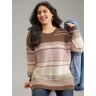 Bloomchic Drop Shoulder Heather Colorblock Elastic Cuffs Pullover