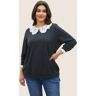 Bloomchic Contrast Peter Pan Collar Broderie Anglaise Sweatshirt