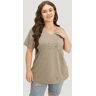 Bloomchic Solid Distressed Detail Pocket T-shirt