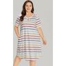 Bloomchic Colour Striped Print Pocket Keyhole Arc Hem Dress