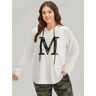 Bloomchic Letter Camo Hooded Drawstring T-shirt