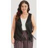 Bloomchic Plain Tassel Trim Rivets Sleeveless Jacket