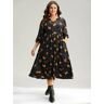 Bloomchic Christmas Print Notched Pocket Elastic Waist Dress