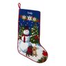 Christmas Needlepoint Stocking, Cotton Snowman w/Puppies, Cotton Yarns L.L.Bean