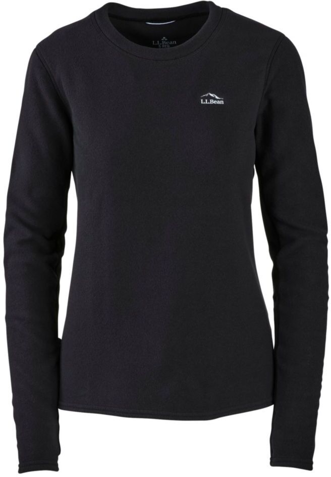 Women's L.L.Bean Fleece Base Layer - Long Underwear Crew, Long-Sleeve Black Medium, Synthetic/Plastic