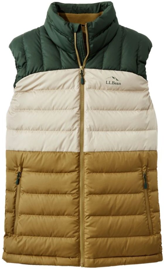 Men's Down Vest, Colorblock Fatigue Green/Deep Balsam Extra Large, Synthetic L.L.Bean