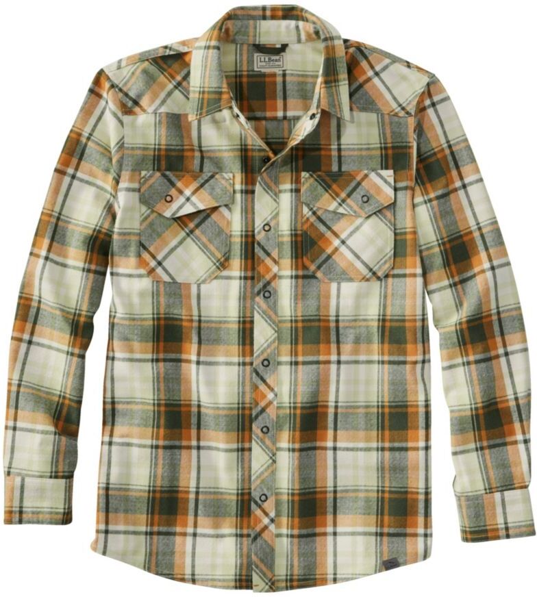 Men's Katahdin Performance Flannel Shirt, Slightly Fitted Dark Bronze/Forest Shade XXL, Wool Blend Synthetic L.L.Bean