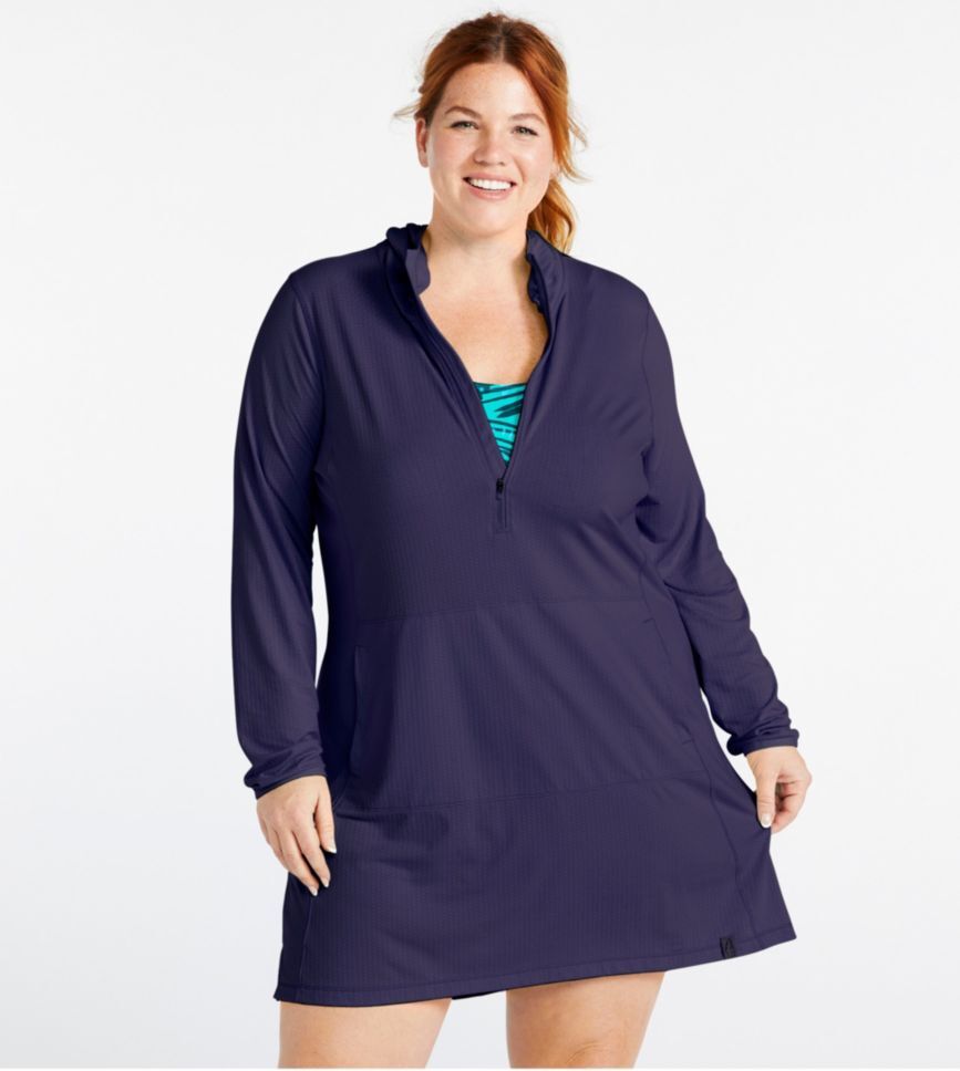 Women's Sand Beach Cover-Up, Hooded Tunic Darkest Navy 2X, Nylon Blend L.L.Bean