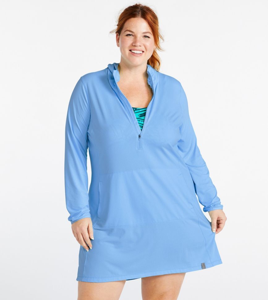 Women's Sand Beach Cover-Up, Hooded Tunic Arctic Blue 2X, Nylon Blend L.L.Bean