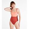 Women's New Currents Swimwear, Scoopneck Tanksuit Color Block Dark Russet/Deep Terra-Cotta 14, Lycra Elastane Nylon Blend L.L.Bean