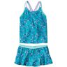 Girls' Watersports Swimwear, Tankini Skirt Set Teal Blue Butterfly 4, Synthetic/Nylon L.L.Bean