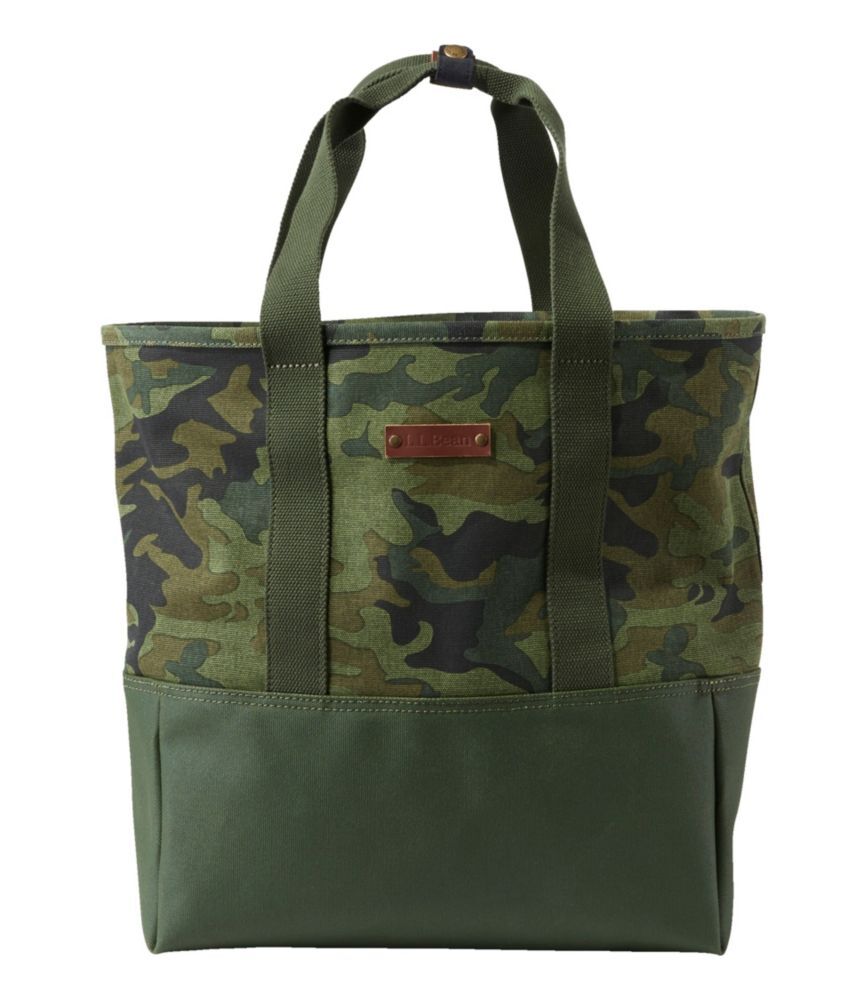 Nor'easter Tote Bag, Open-Top, Print Forest Shade Camo, Canvas Coated Fabric/Leather L.L.Bean