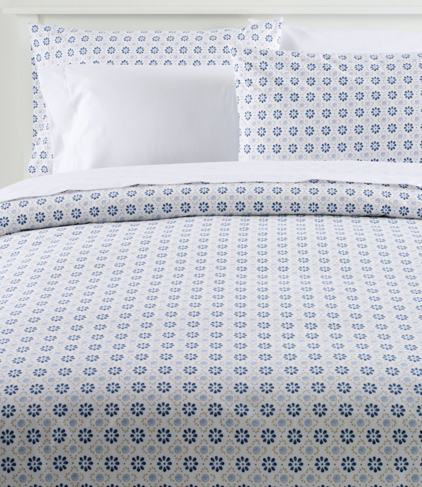 Sunwashed Percale Comforter Cover, Print Mid-Blue Twin, Cotton L.L.Bean