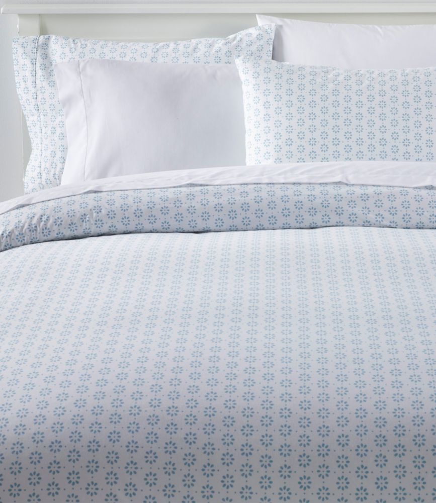 Sunwashed Percale Comforter Cover, Print Blue Mist Queen, Cotton L.L.Bean