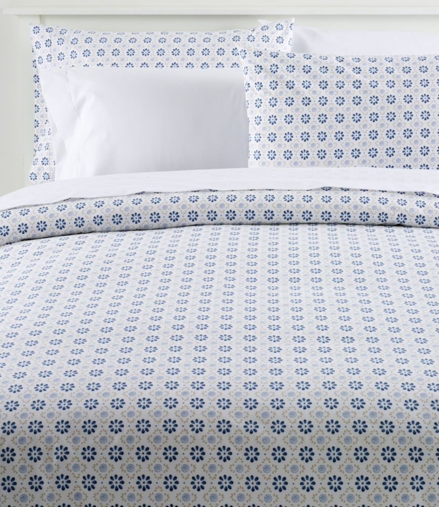 Sunwashed Percale Comforter Cover, Print Mid-Blue King, Cotton L.L.Bean